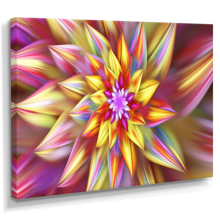 Large Multi Color Alien Fractal Flower - Modern Canvas Wall Art