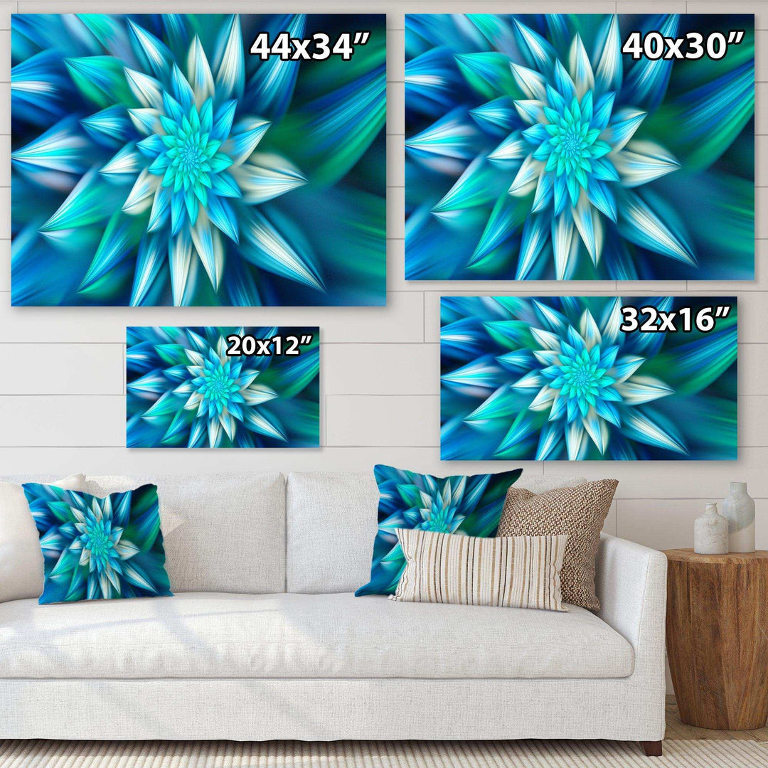 Huge Blue Fractal Flower - Modern Living Room Wall Decor
