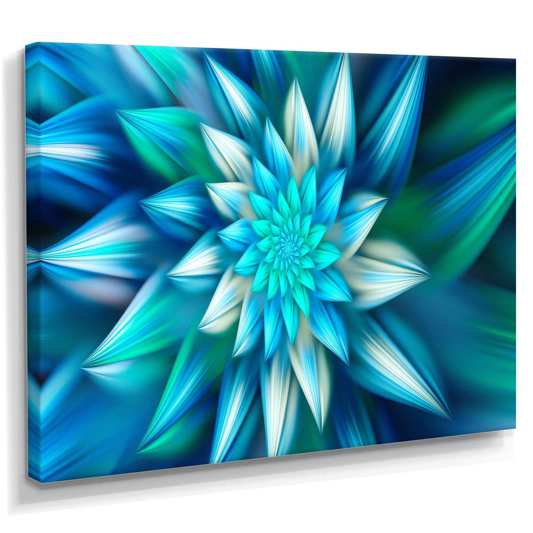 Huge Blue Fractal Flower - Modern Living Room Wall Decor