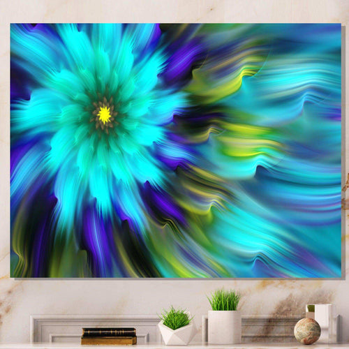 Massive Blue Green Fractal Flower - Modern Bedroom Wall Art