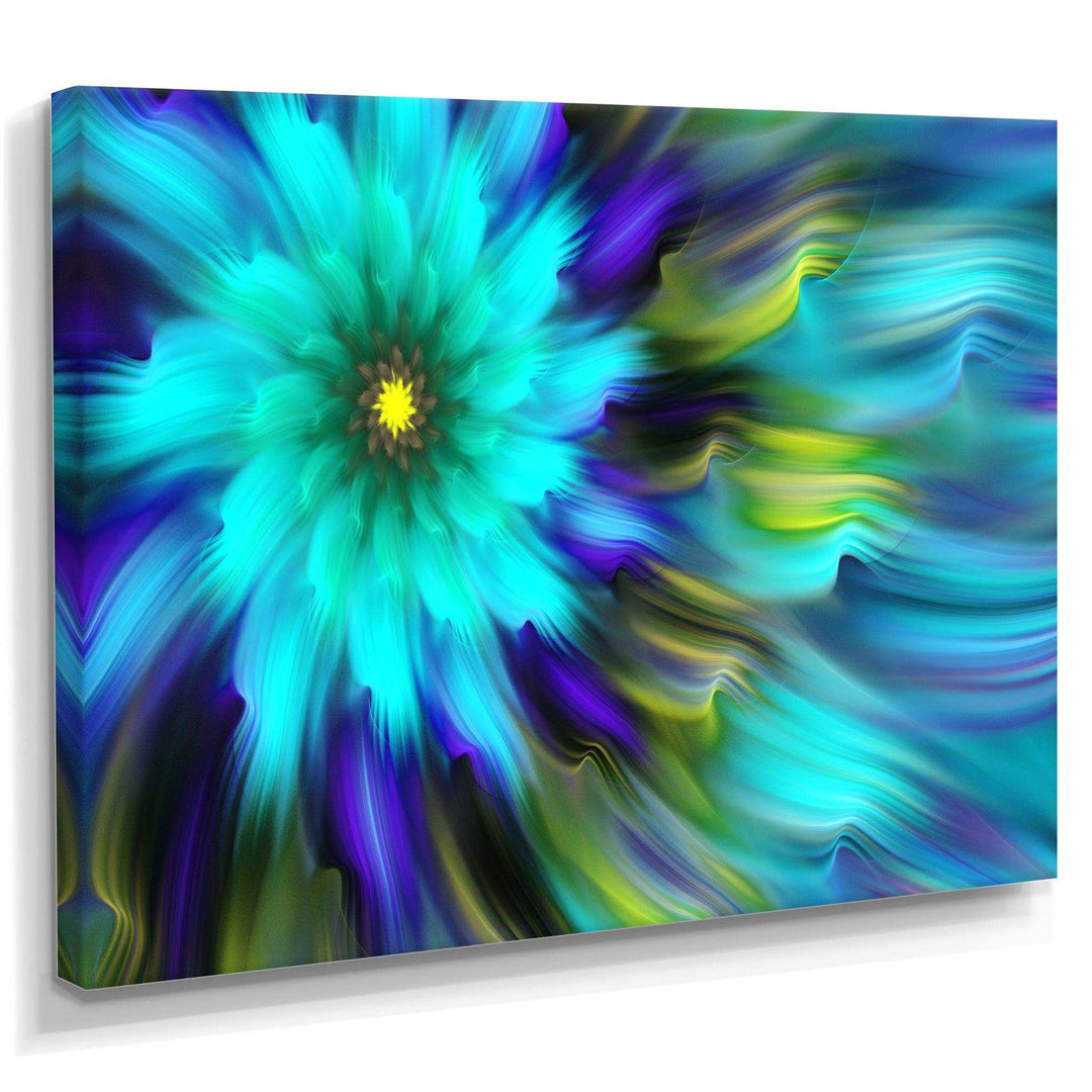 Massive Blue Green Fractal Flower - Modern Bedroom Wall Art