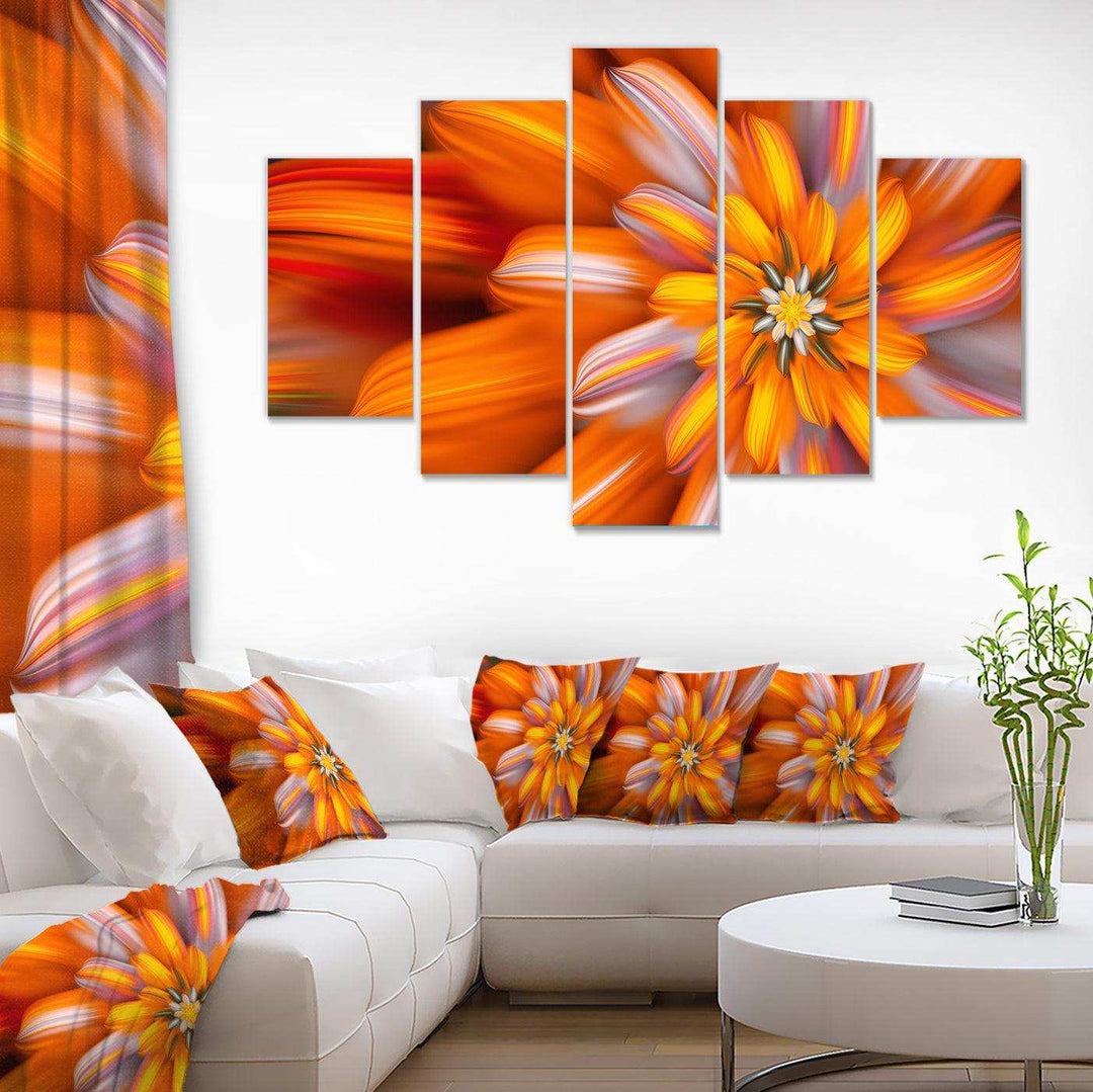 Massive Orange Fractal Flower Multi-Panels