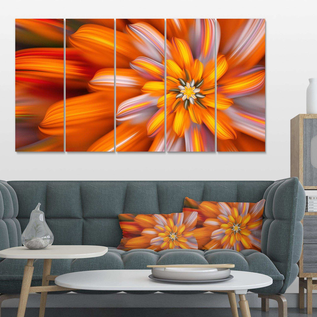 Massive Orange Fractal Flower Multi-Panels