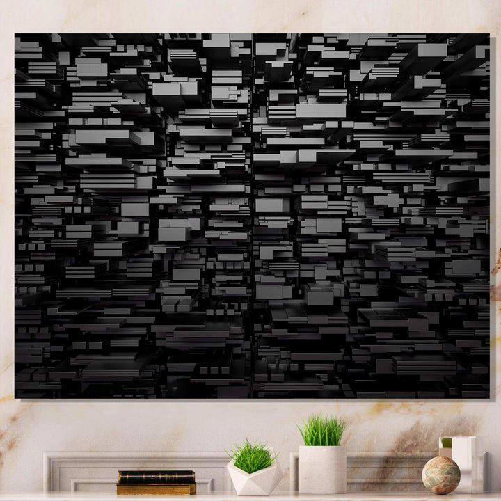 Black Geometric Background - Modern Living Room Wall Decor