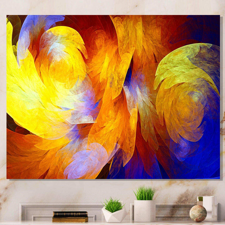 Yellow Fractal Abstract Pattern - Modern Living Room Wall Decor
