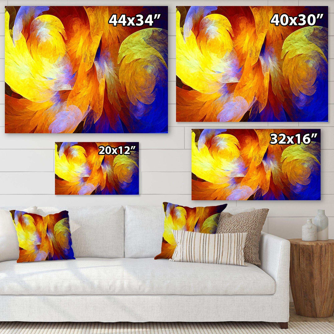 Yellow Fractal Abstract Pattern - Modern Living Room Wall Decor