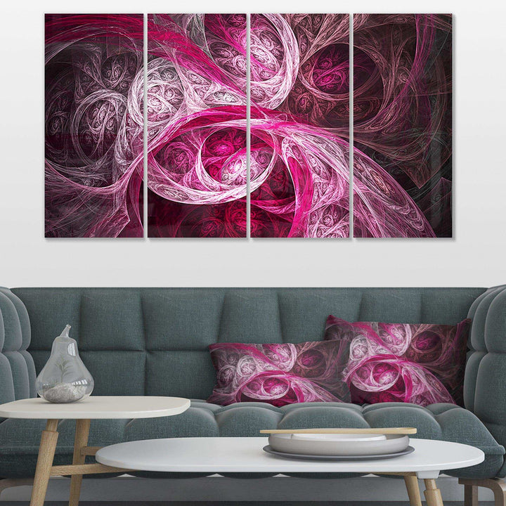 Mystic Pink Fractal - Modern Multi-Panels Bedroom Wall Art