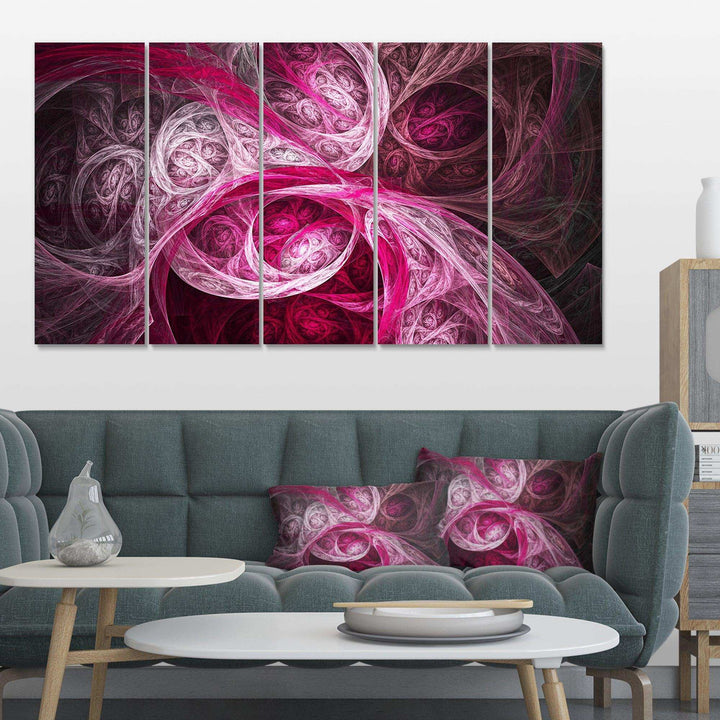Mystic Pink Fractal - Modern Multi-Panels Bedroom Wall Art