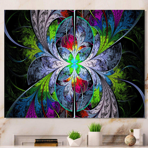 Multi Color Fractal Stained Glass - Modern Living Room Wall Decor
