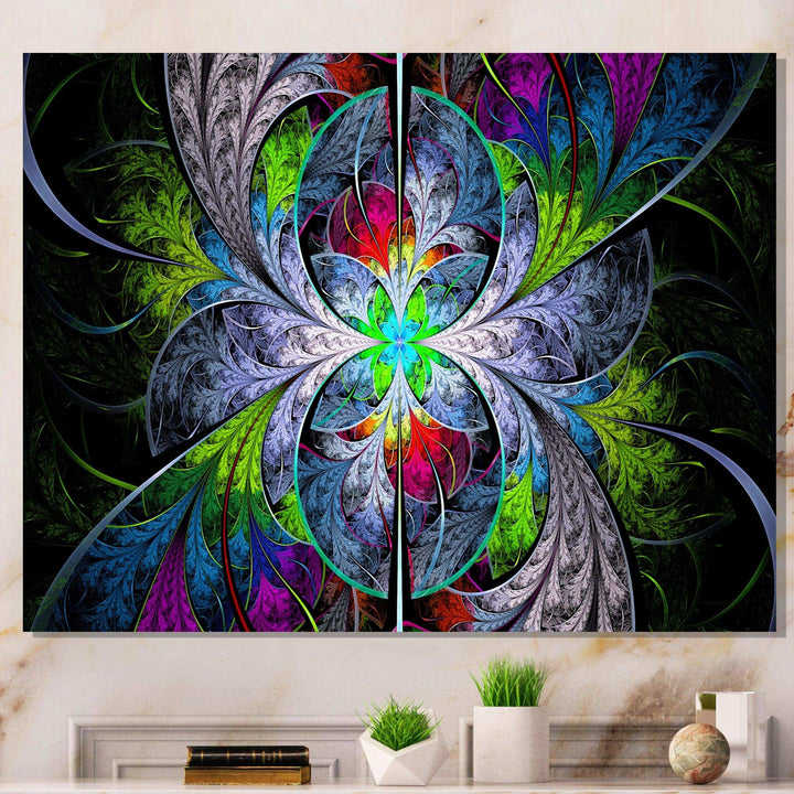 Multi Color Fractal Stained Glass - Modern Living Room Wall Decor