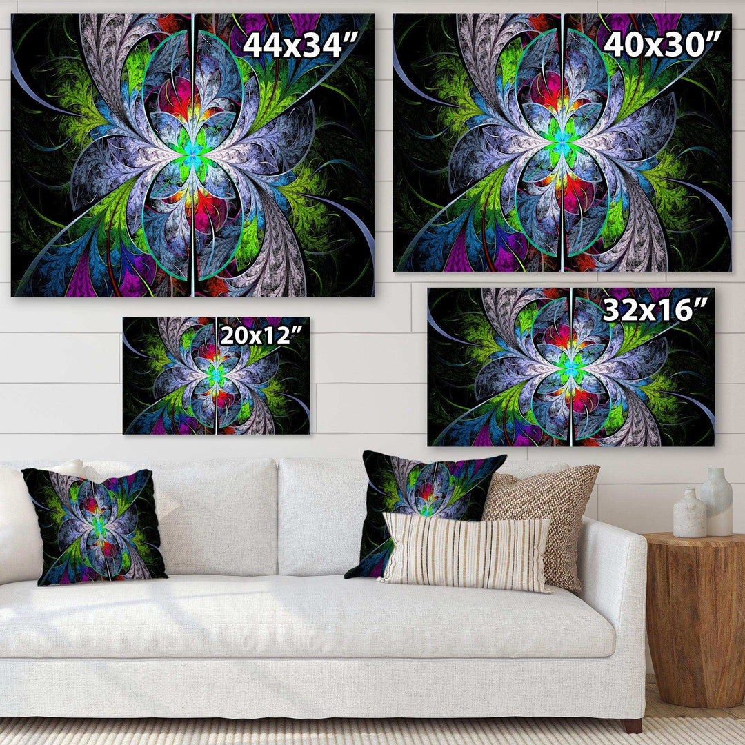 Multi Color Fractal Stained Glass - Modern Living Room Wall Decor