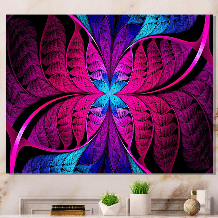 Bright Pink Fractal Stained Glass - Modern Wall Art Prints