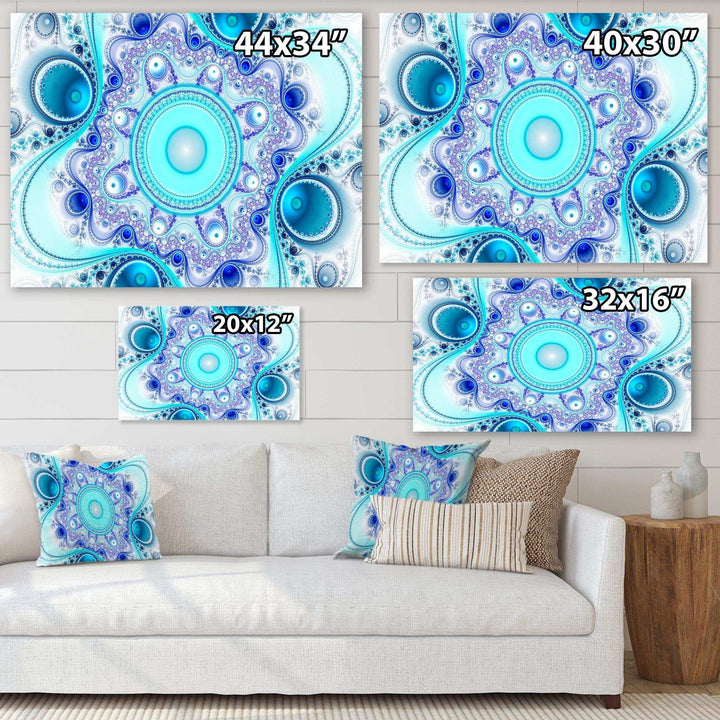 Turquoise Wavy Curves and Circles - Modern Living Room Wall Decor
