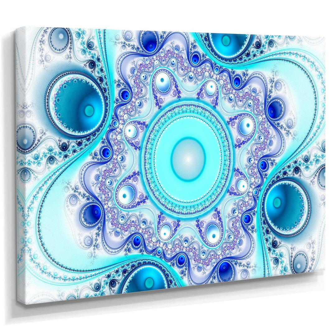 Turquoise Wavy Curves and Circles - Modern Living Room Wall Decor