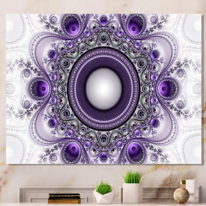 Purple Fractal Pattern with Circles - Modern Wall Art Prints