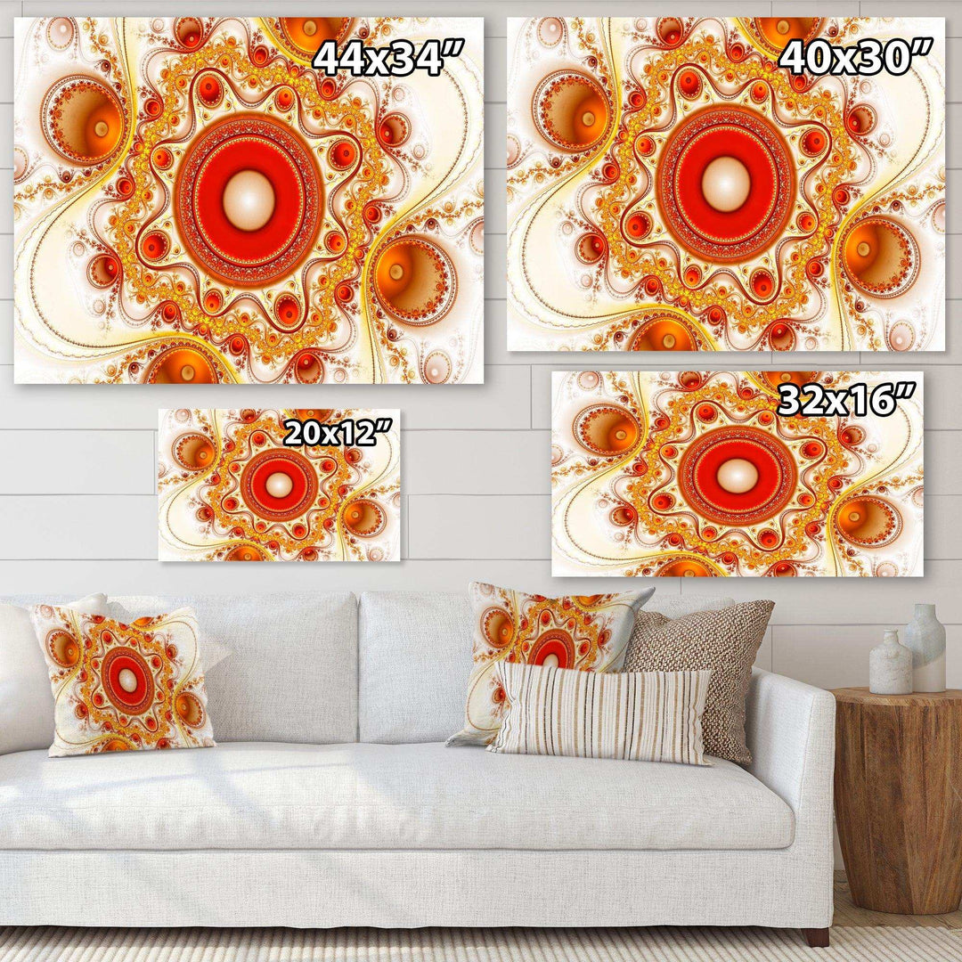 Orange Fractal Pattern with Circles - Modern Bedroom Wall Art