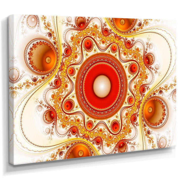 Orange Fractal Pattern with Circles - Modern Bedroom Wall Art