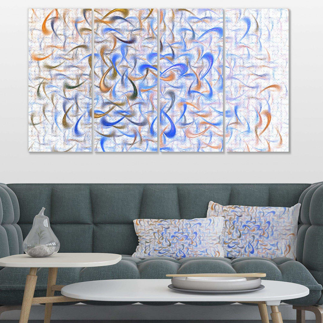 Light Blue Watercolor Fractal Art - Modern Multi-Panels Canvas Wall Art