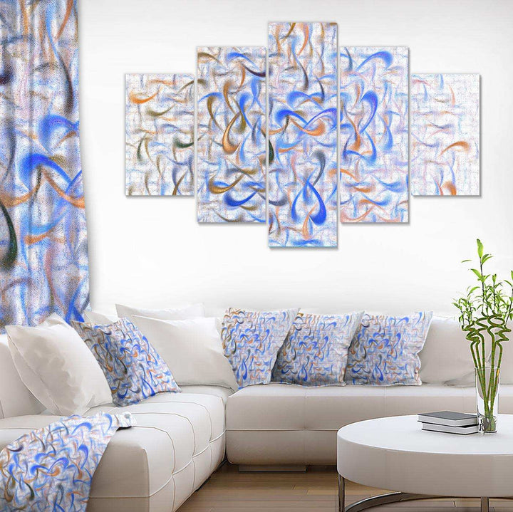Light Blue Watercolor Fractal Art - Modern Multi-Panels Canvas Wall Art