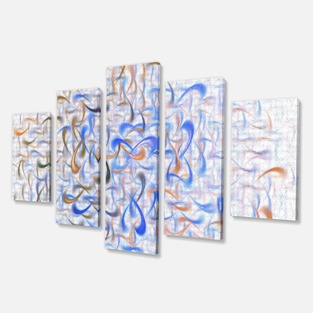 Light Blue Watercolor Fractal Art - Modern Multi-Panels Canvas Wall Art