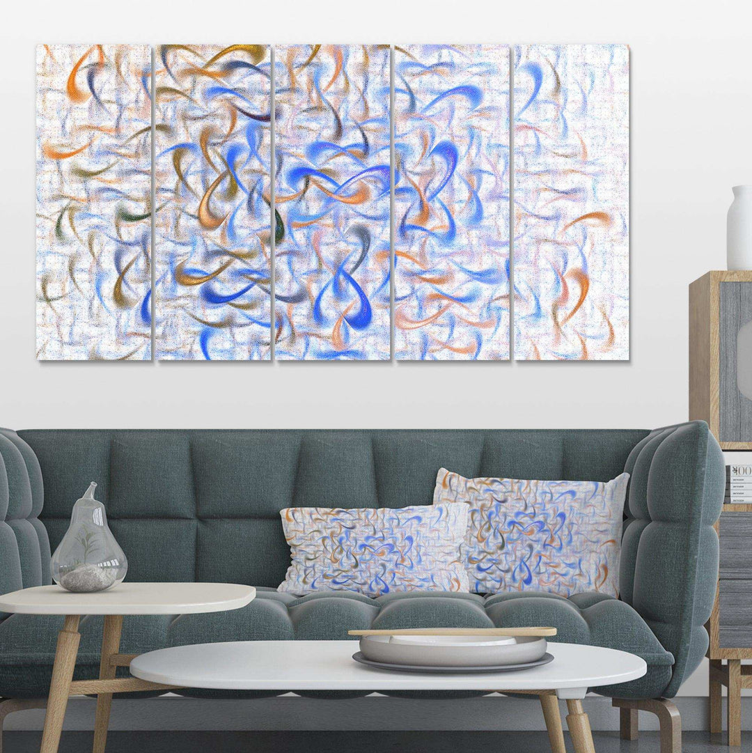 Light Blue Watercolor Fractal Art - Modern Multi-Panels Canvas Wall Art