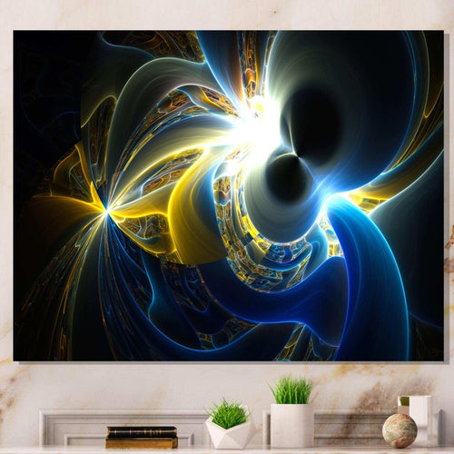 Glowing Blue Yellow Plasma - Modern Bedroom Wall Art
