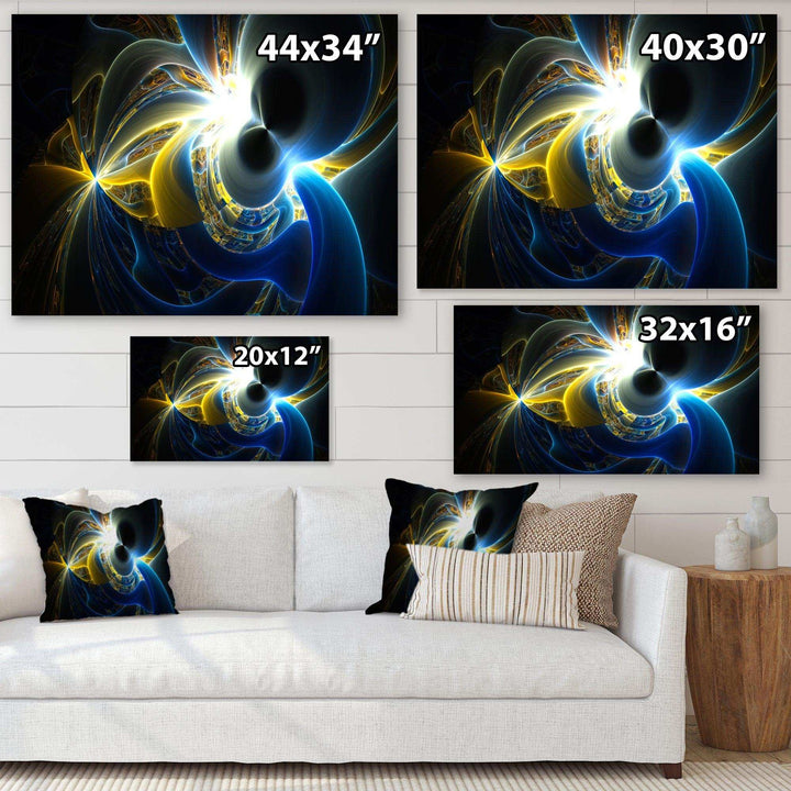 Glowing Blue Yellow Plasma - Modern Bedroom Wall Art