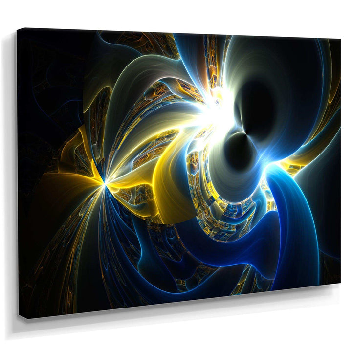 Glowing Blue Yellow Plasma - Modern Bedroom Wall Art