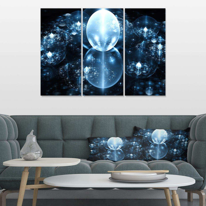 Blue Water Drops on Mirror - Modern Multi-Panels Bedroom Wall Art