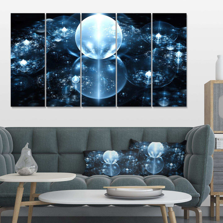 Blue Water Drops on Mirror - Modern Multi-Panels Bedroom Wall Art