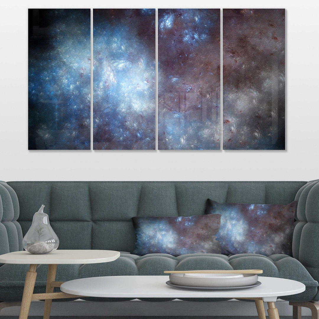 Blue Grey Starry Fractal Sky - Modern Multi-Panels Living Room Wall Decor