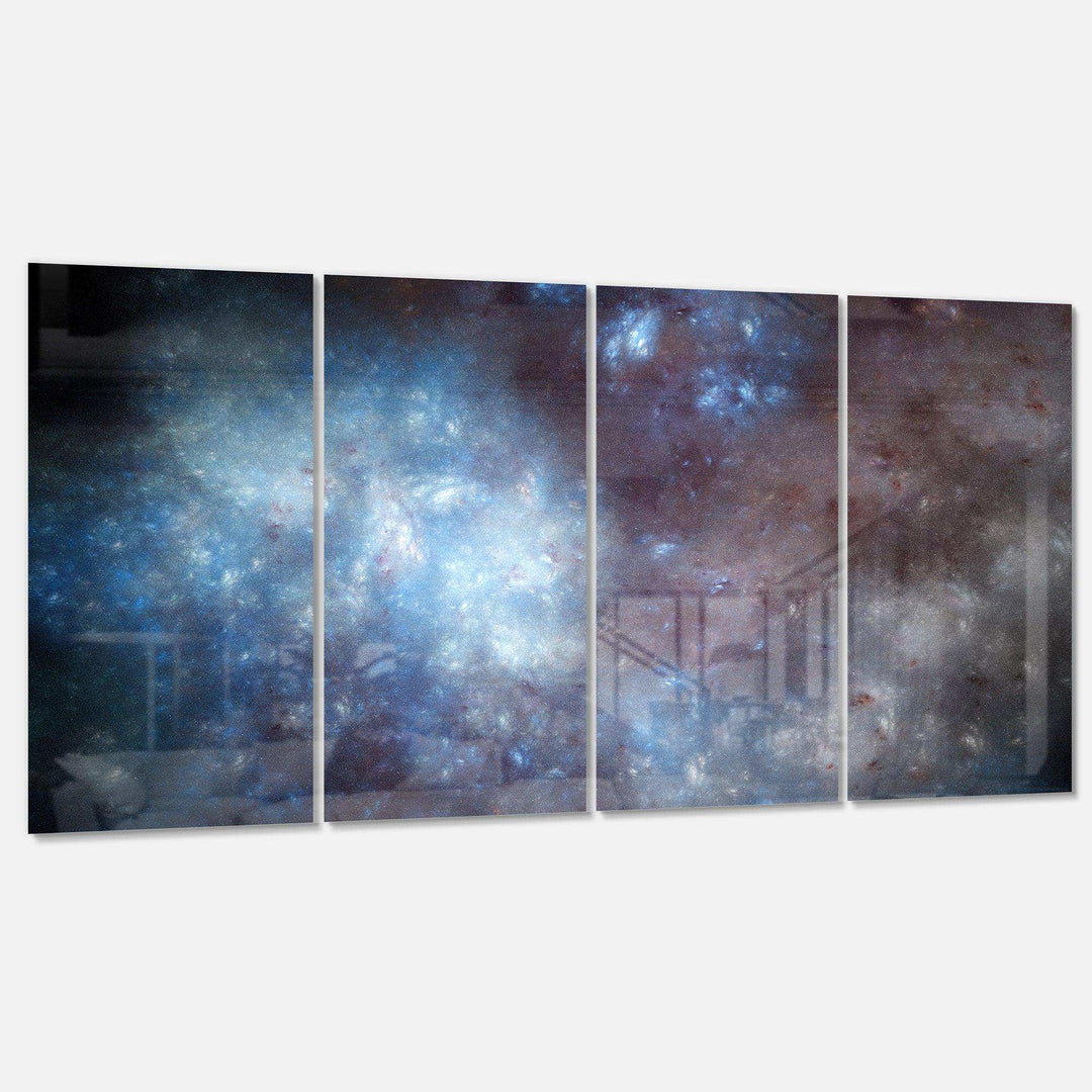 Blue Grey Starry Fractal Sky - Modern Multi-Panels Living Room Wall Decor