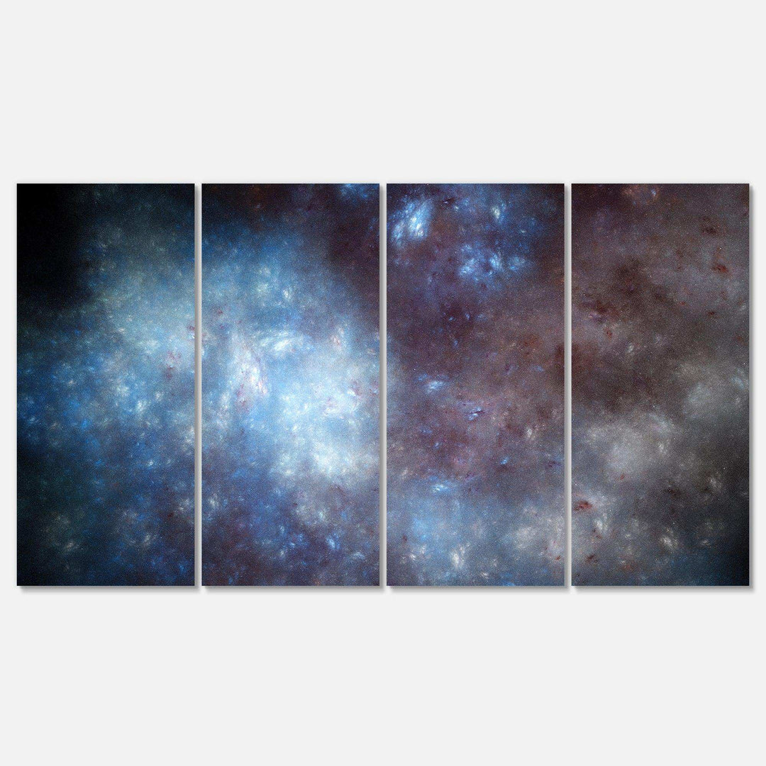 Blue Grey Starry Fractal Sky - Modern Multi-Panels Living Room Wall Decor