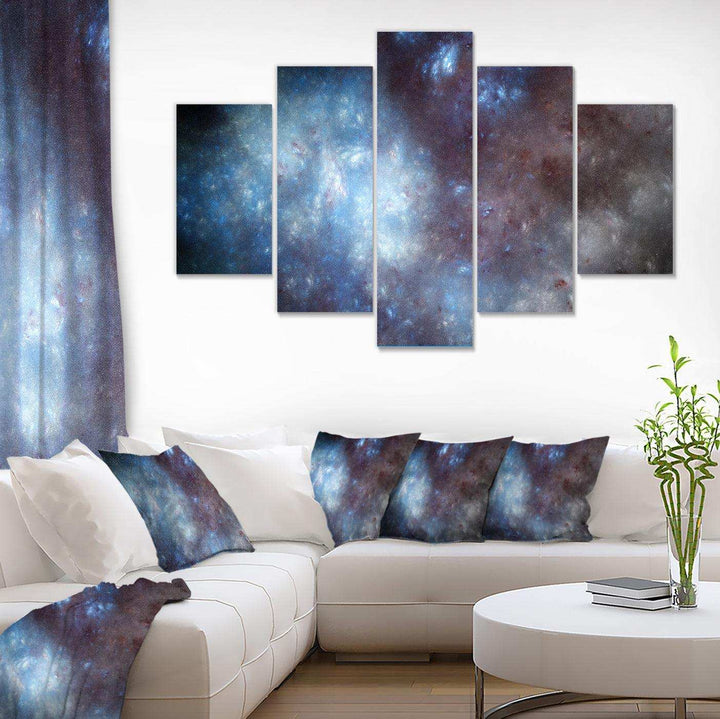 Blue Grey Starry Fractal Sky - Modern Multi-Panels Living Room Wall Decor