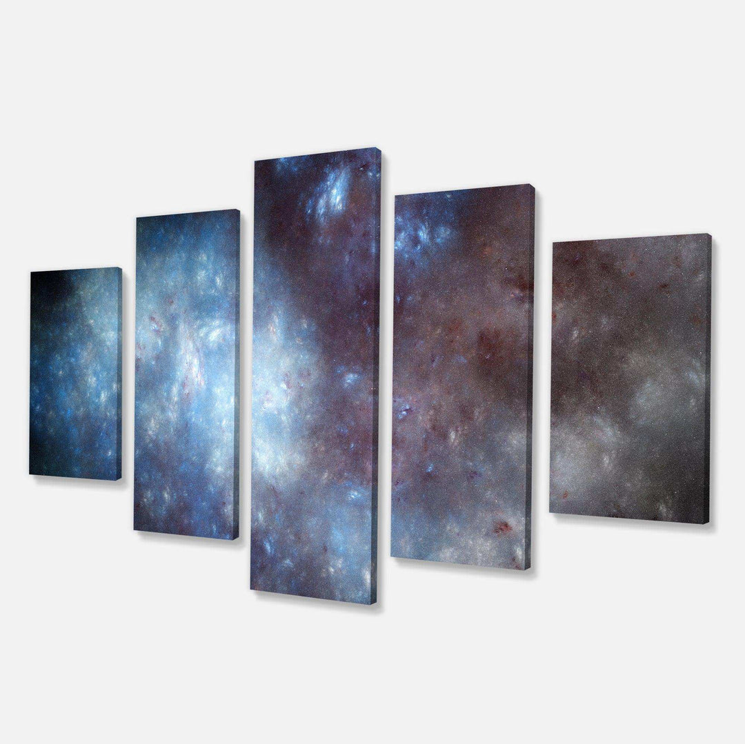 Blue Grey Starry Fractal Sky - Modern Multi-Panels Living Room Wall Decor