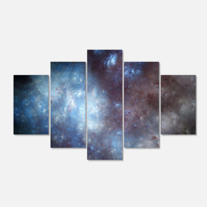 Blue Grey Starry Fractal Sky - Modern Multi-Panels Living Room Wall Decor