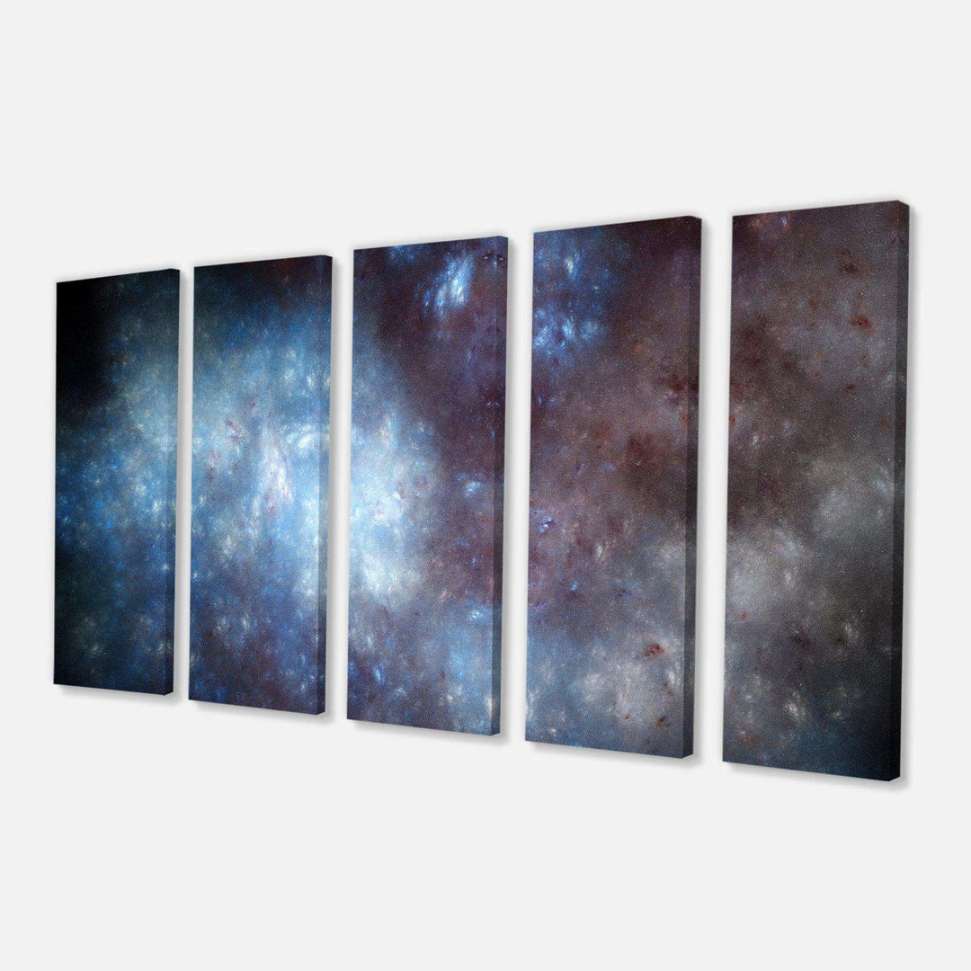 Blue Grey Starry Fractal Sky - Modern Multi-Panels Living Room Wall Decor
