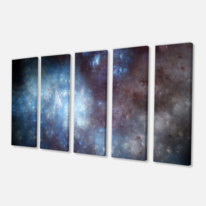 Blue Grey Starry Fractal Sky - Modern Multi-Panels Living Room Wall Decor