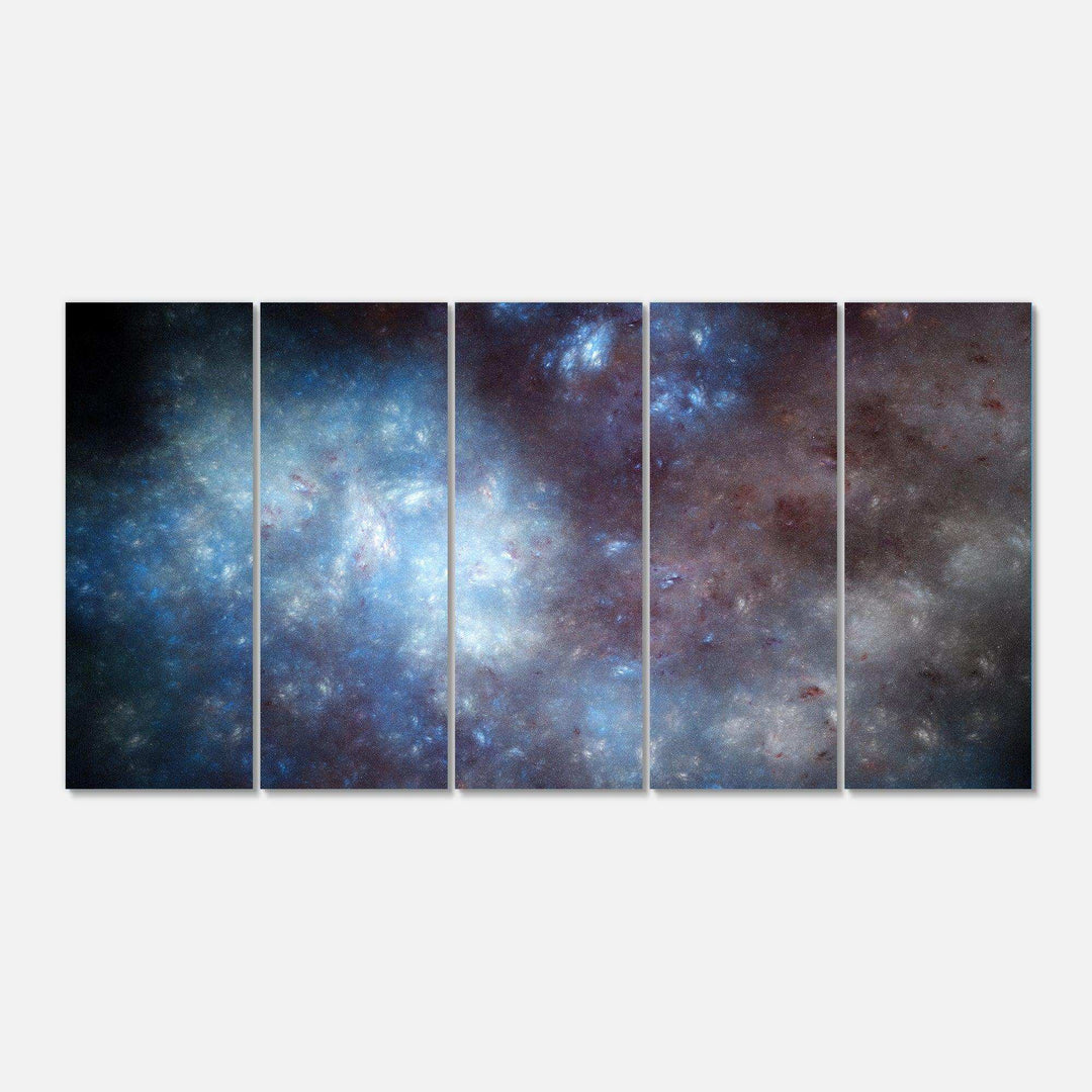Blue Grey Starry Fractal Sky - Modern Multi-Panels Living Room Wall Decor