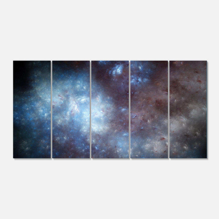 Blue Grey Starry Fractal Sky - Modern Multi-Panels Living Room Wall Decor