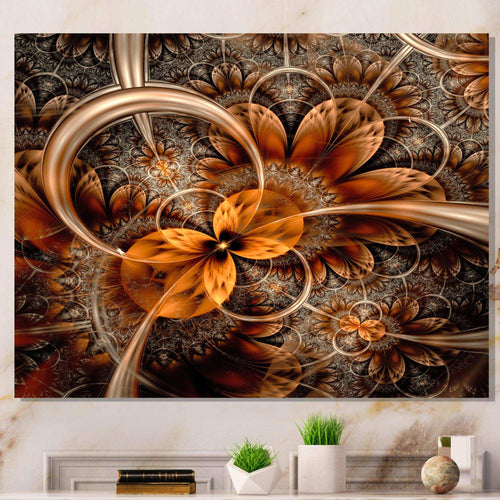 Dark Orange Fractal Flower - Modern Canvas Wall Art