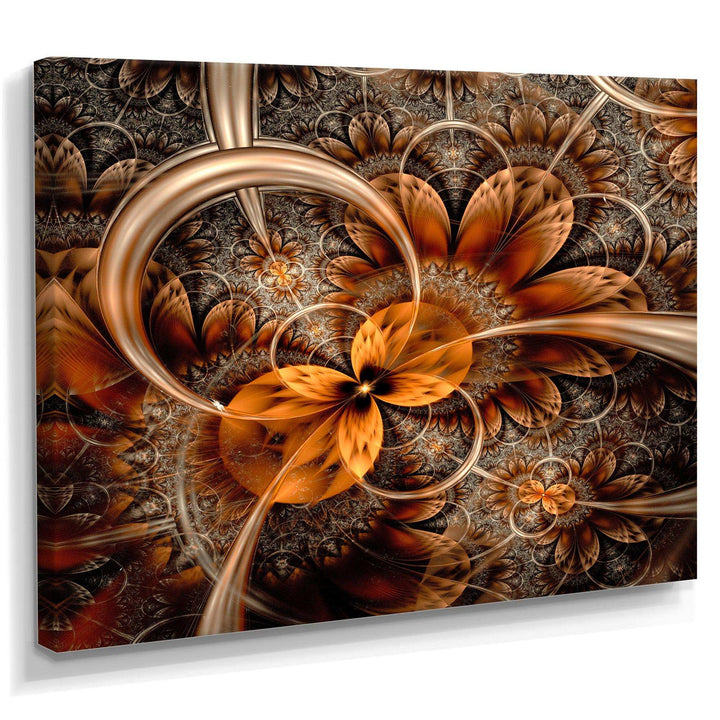 Dark Orange Fractal Flower - Modern Canvas Wall Art