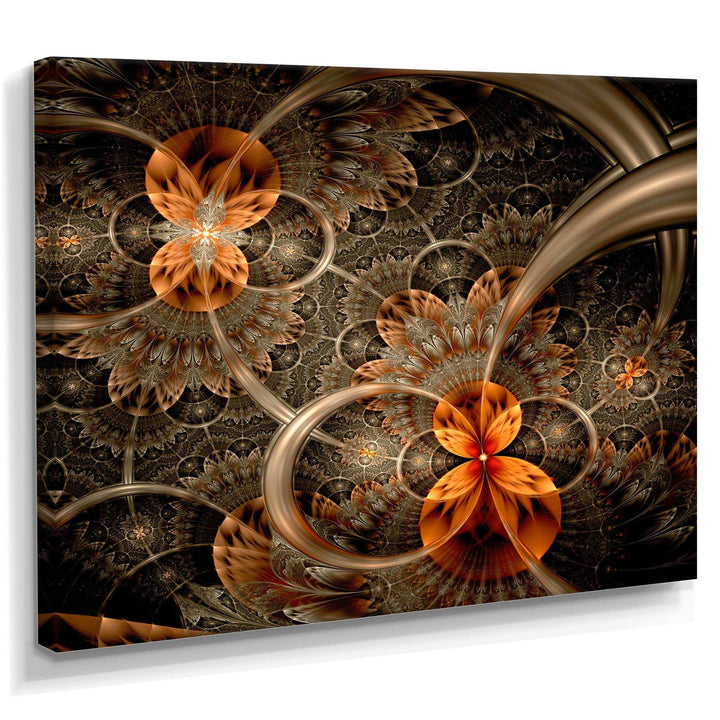 Dark Orange Symmetrical Flower - Modern Wall Art Prints