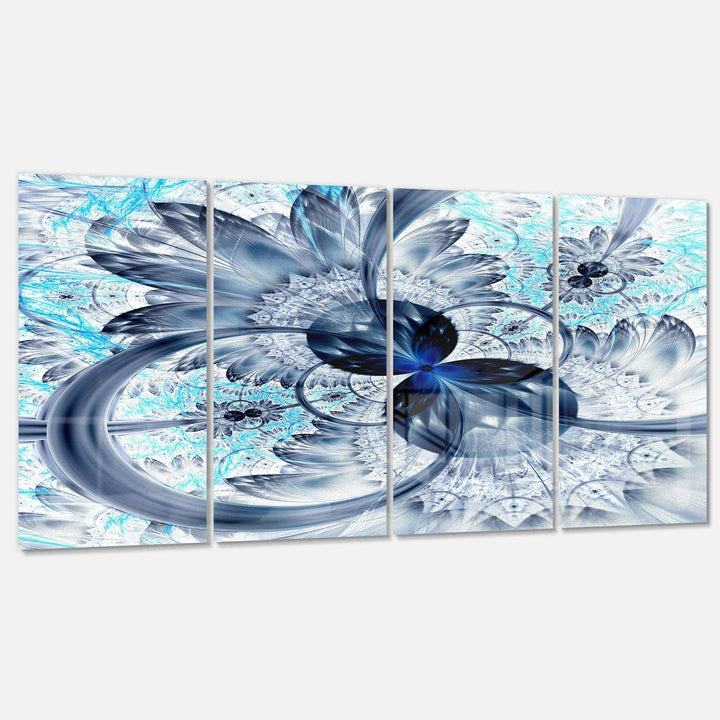 Dark Blue Purple Fractal Flower - Modern Multi-Panels Canvas Wall Art