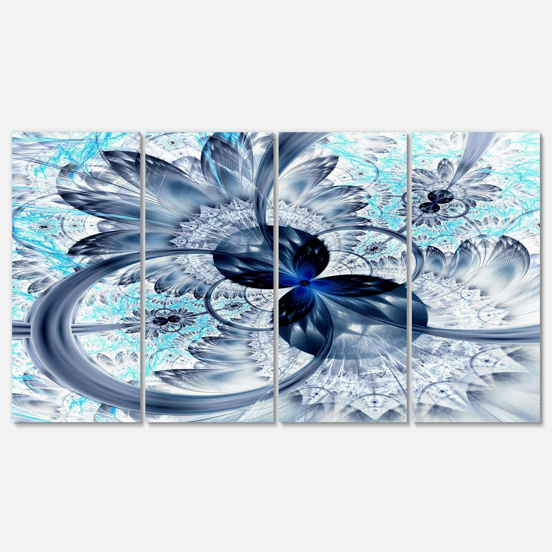 Dark Blue Purple Fractal Flower - Modern Multi-Panels Canvas Wall Art