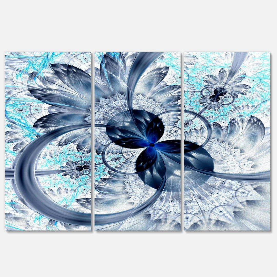 Dark Blue Purple Fractal Flower - Modern Multi-Panels Canvas Wall Art