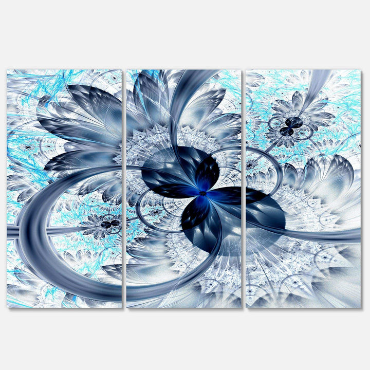 Dark Blue Purple Fractal Flower - Modern Multi-Panels Canvas Wall Art