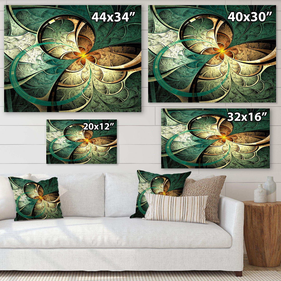Dark Yellow Green Fractal Flower - Modern Canvas Wall Art