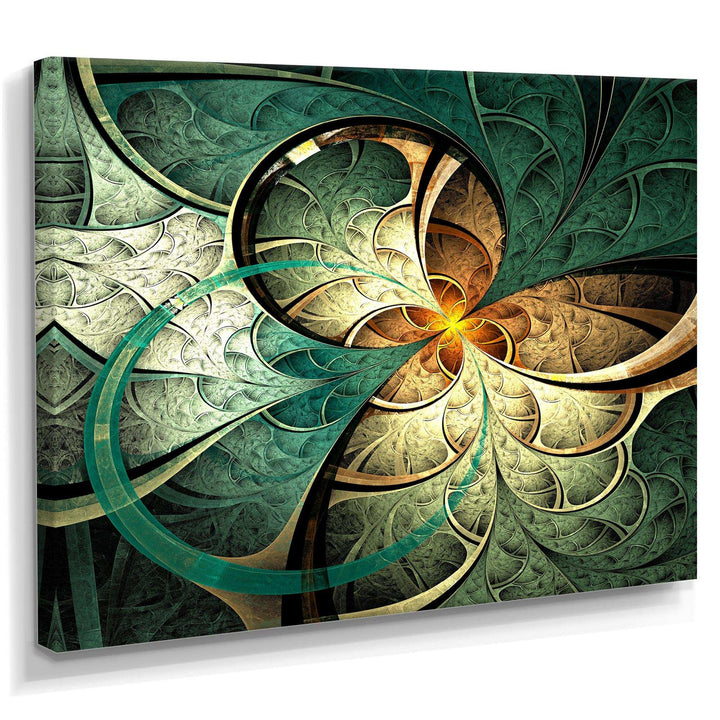 Dark Yellow Green Fractal Flower - Modern Canvas Wall Art
