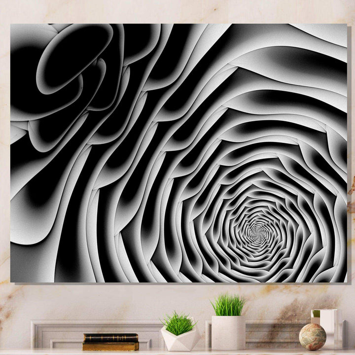 White Flower Shaped Fractal Art - Modern Bedroom Wall Art